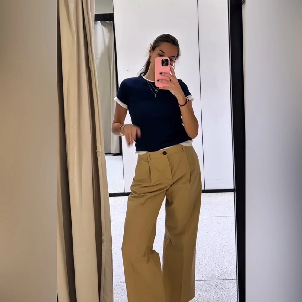 Zara Tailored Cotton Chino Trousers - Picture 3 of 17